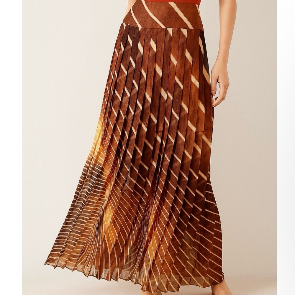 Akris pleated maxi skirt with high slit